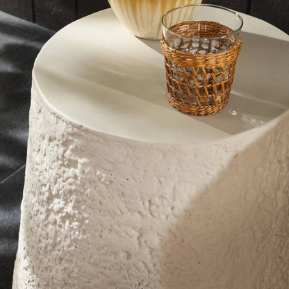 Otero Outdoor Tapered End Table by Four Hands in blanc white, matte white. Made from concrete in a modern style.
