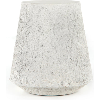 Otero Outdoor Tapered End Table by Four Hands in blanc white, matte white. Made from concrete in a modern style.