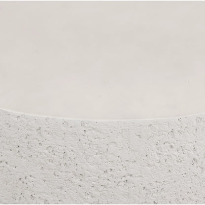 Otero Outdoor Round Coffee Table by Four Hands in blanc white, matte white. Made from concrete in a modern style.