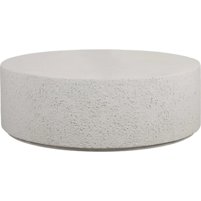 Otero Outdoor Round Coffee Table by Four Hands in blanc white, matte white. Made from concrete in a modern style.