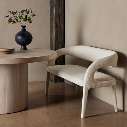 Hawkins Dining Bench by Four Hands in sonoma butterscotch. Made from top grain leather, poplar plywood, 100% polyester in a modern style.