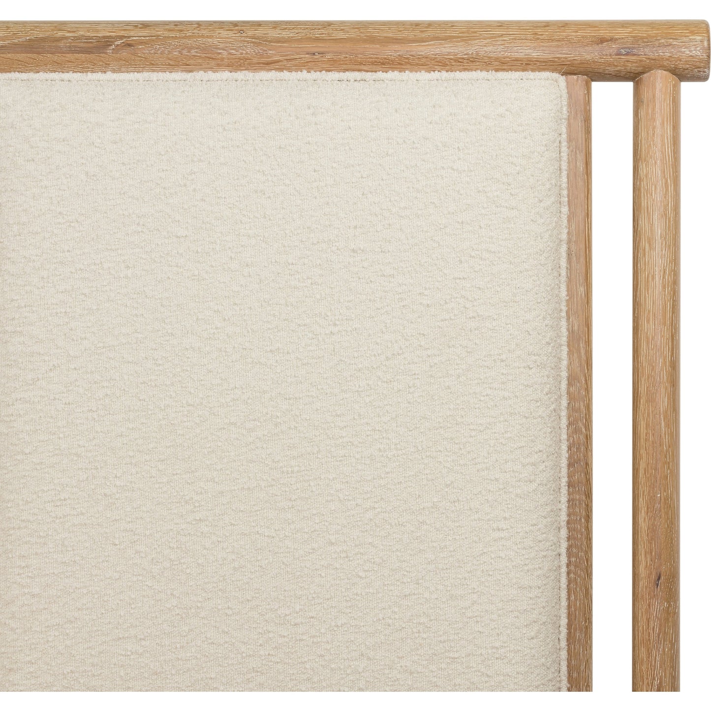 004 SI-1798791 | Closeup | Montana Bed by Four Hands in altro snow, whitewashed oak. Made from 95% polyester, 5% acrylic, solid oak in a cottage & farmhouse style.