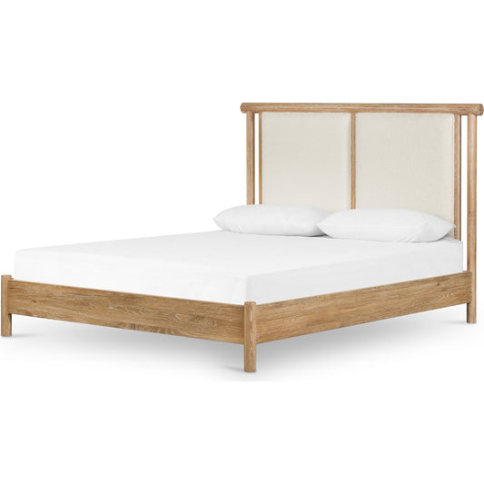 Montana Bed by Four Hands in altro snow, whitewashed oak. Made from 95% polyester, 5% acrylic, solid oak in a cottage & farmhouse style.