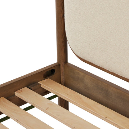 Caroline Bed by Four Hands in kerbey ivory. Made from 96% polyester, 4% acrylic, solid oak in a rustic style.