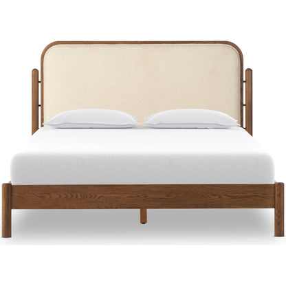 Caroline Bed by Four Hands in kerbey ivory. Made from 96% polyester, 4% acrylic, solid oak in a rustic style.