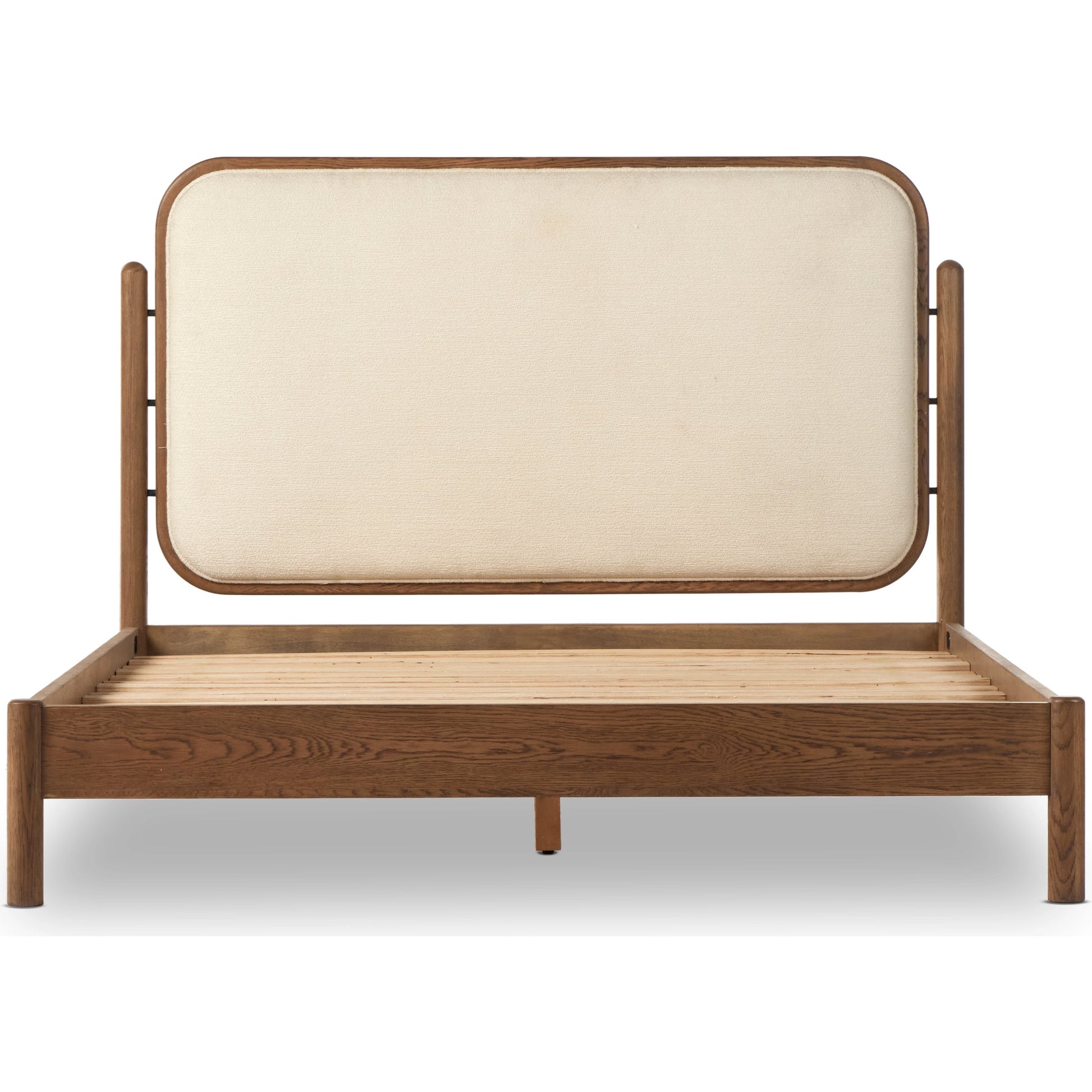 Caroline Bed by Four Hands in kerbey ivory. Made from 96% polyester, 4% acrylic, solid oak in a rustic style.
