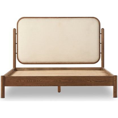 Caroline Bed by Four Hands in kerbey ivory. Made from 96% polyester, 4% acrylic, solid oak in a rustic style.