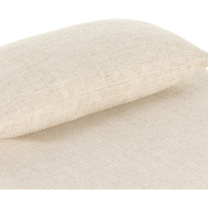 Jakobi Chaise by Four Hands in thames cream, honey parawood. Made from 66% polyester, 19% acrylic, 15% flax, linen, rubberwood veneer, engineered hardwood in a modern style.
