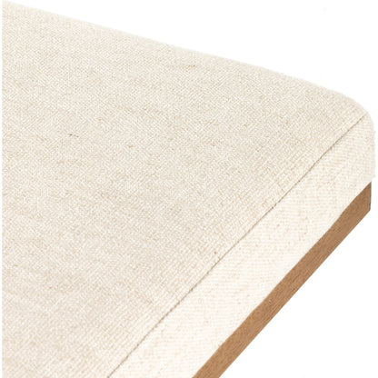 Jakobi Chaise by Four Hands in thames cream, honey parawood. Made from 66% polyester, 19% acrylic, 15% flax, linen, rubberwood veneer, engineered hardwood in a modern style.