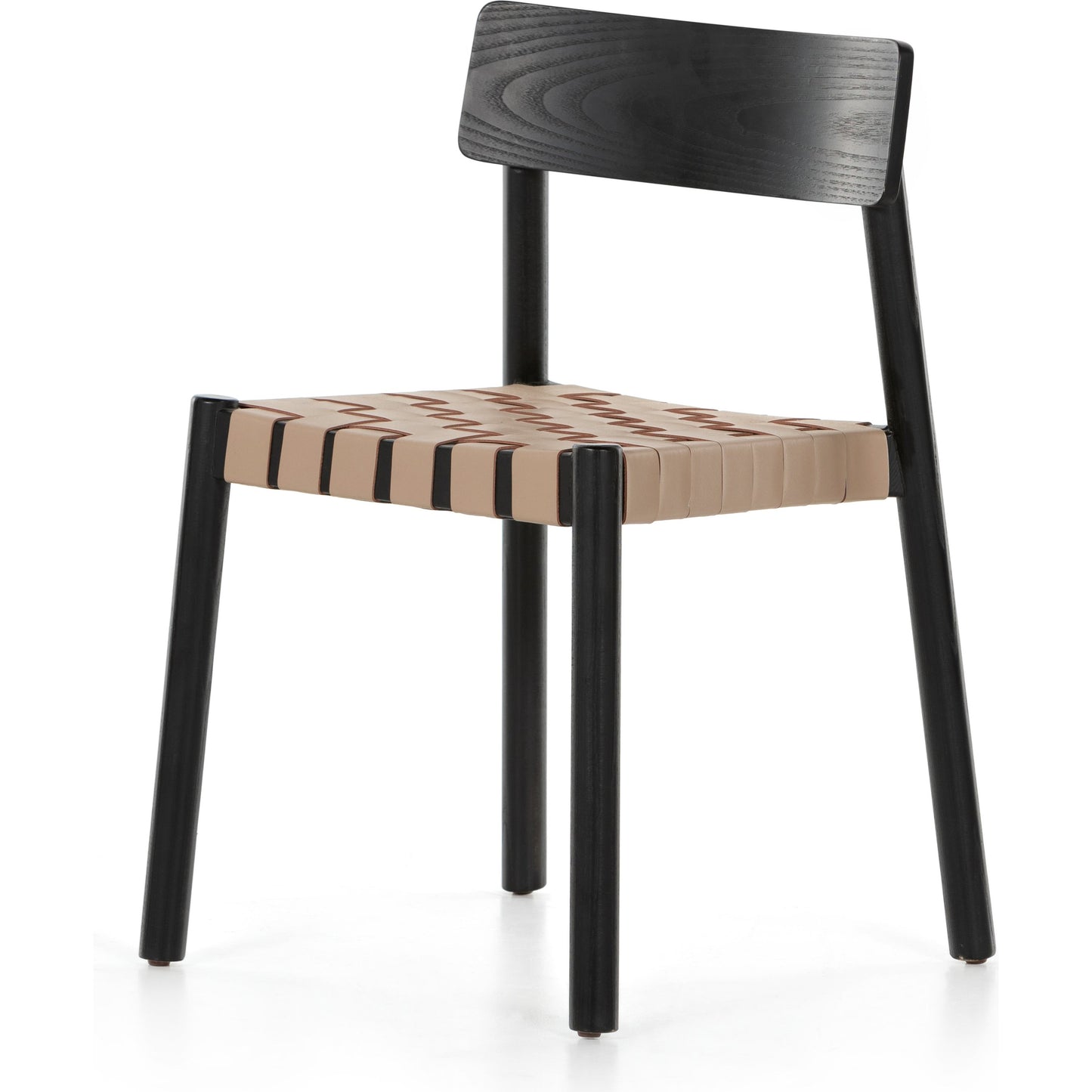 001 SI-1797666 | Additional Silo | Heisler Dining Chair by Four Hands in almond leather and black. Made from solid ash, 70% split leather, 30% polyvinyl chloride (pvc), ash veneer in a modern style.
