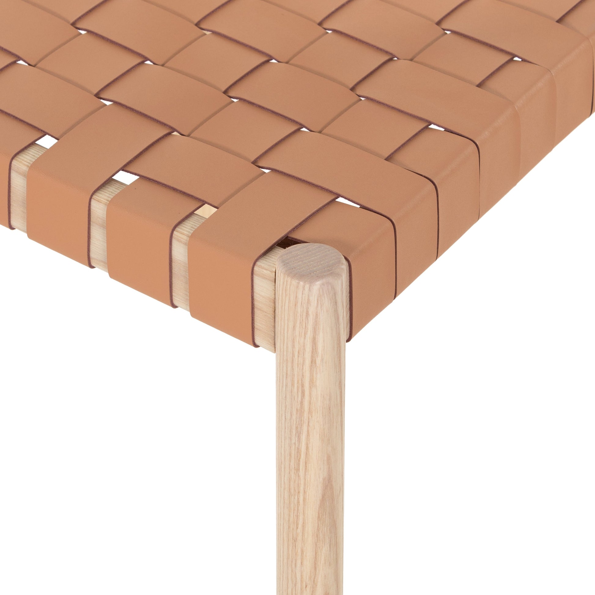 Heisler Dining Chair by Four Hands in almond leather and black. Made from solid ash, 70% split leather, 30% polyvinyl chloride (pvc), ash veneer in a modern style.