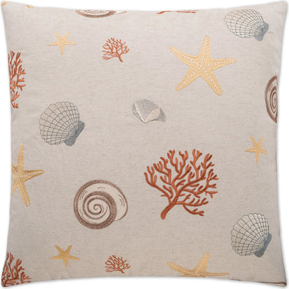 Beachcomber Pillow by DV Kap Home in natural. Made from 34% viscose, 27% polyester, 27% linen, 12% rayon in a coastal style.