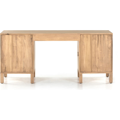 Isador Executive Desk by Four Hands. Made from solid poplar, top grain leather in a modern style.