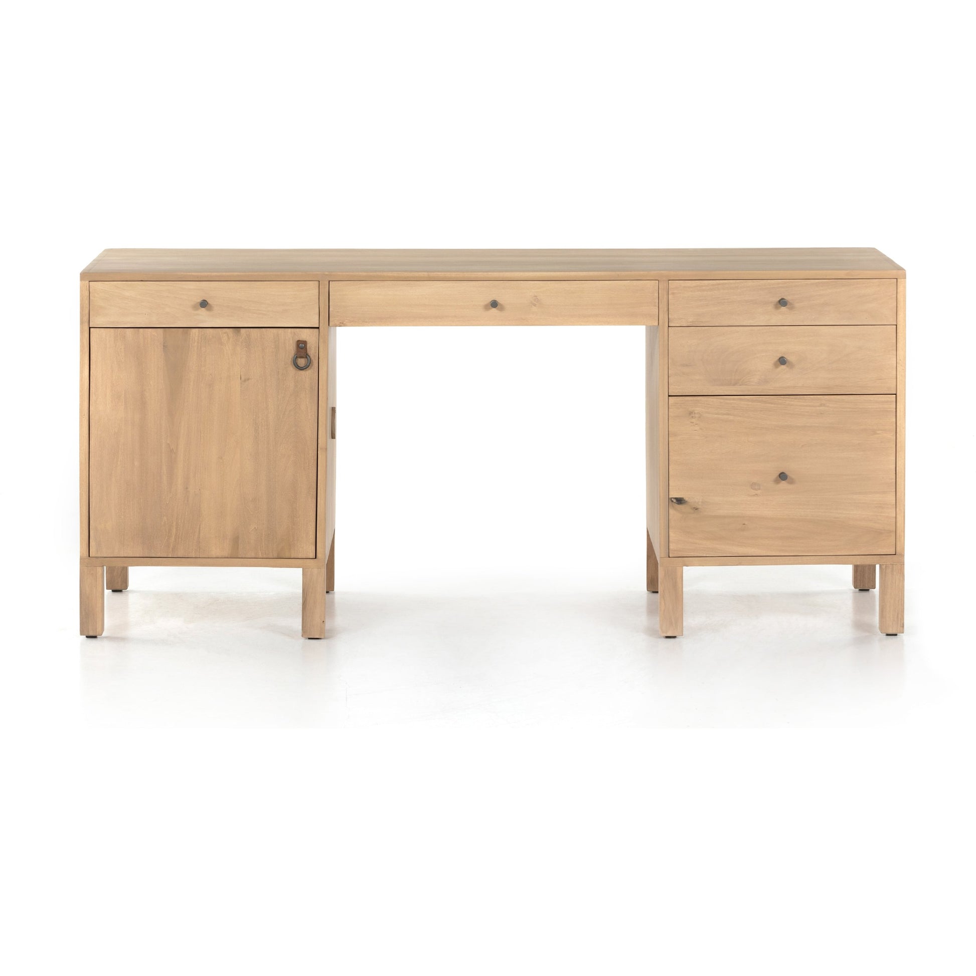 Isador Executive Desk by Four Hands. Made from solid poplar, top grain leather in a modern style.