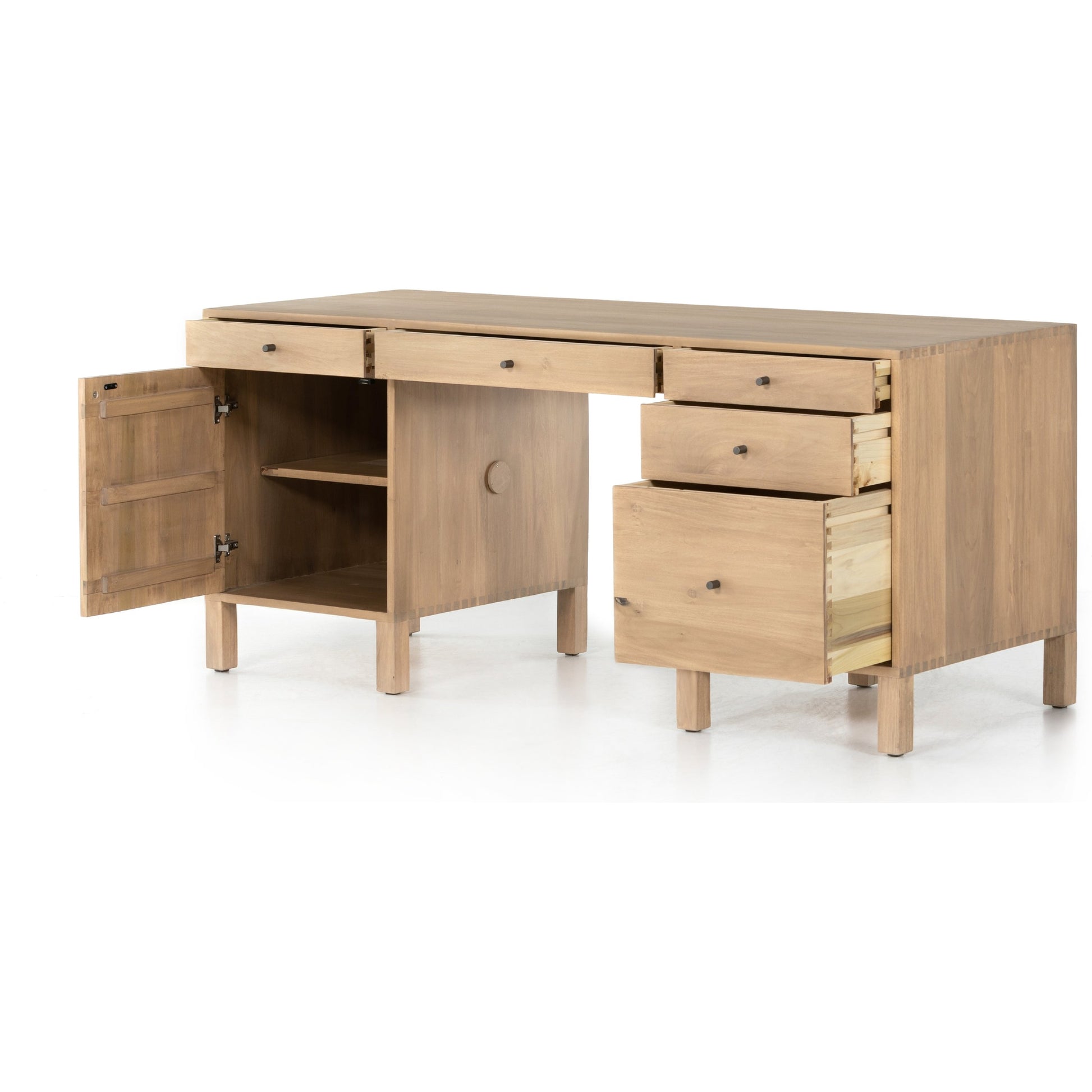 Isador Executive Desk by Four Hands. Made from solid poplar, top grain leather in a modern style.