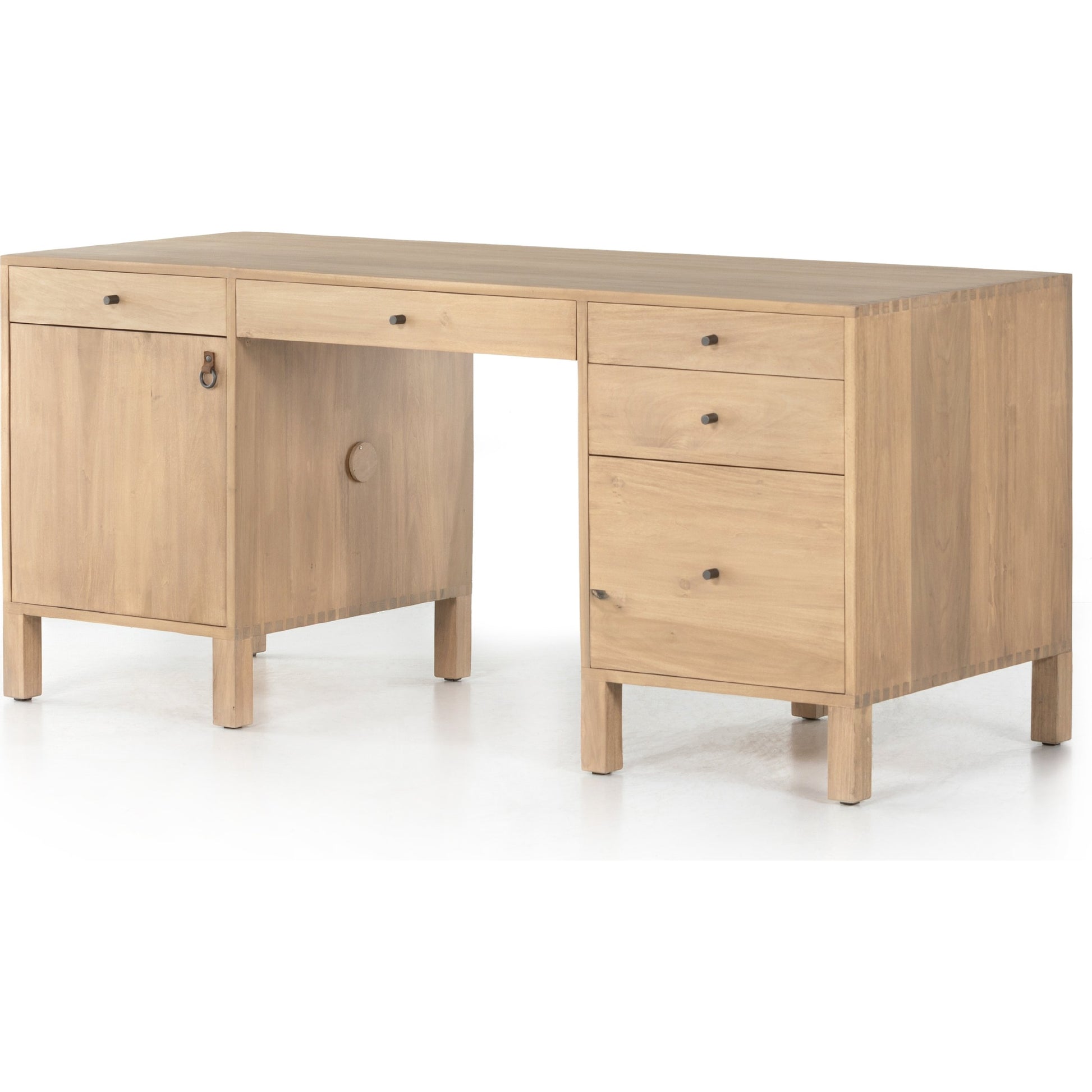 Isador Executive Desk by Four Hands. Made from solid poplar, top grain leather in a modern style.