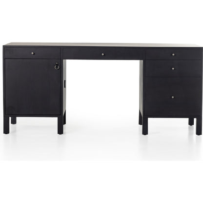 Isador Executive Desk by Four Hands. Made from solid poplar, top grain leather in a modern style.