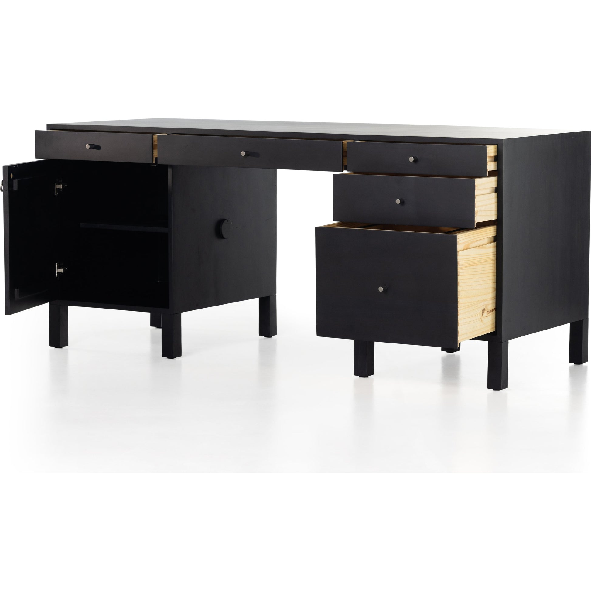 Isador Executive Desk by Four Hands. Made from solid poplar, top grain leather in a modern style.