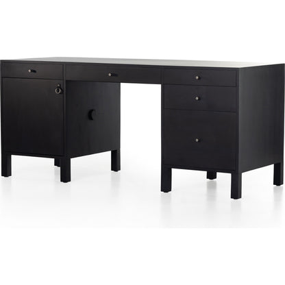 Isador Executive Desk by Four Hands. Made from solid poplar, top grain leather in a modern style.