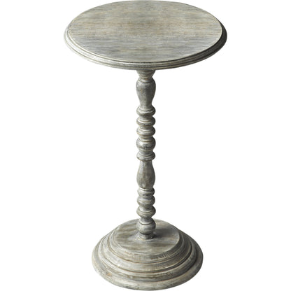 Pedestal Accent Table by Butler Specialty Company in gray and artifacts. Made from mango wood solids in a cottage & farmhouse style.