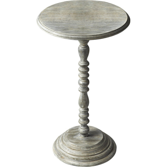 Pedestal Accent Table by Butler Specialty Company in gray and artifacts. Made from mango wood solids in a cottage & farmhouse style.