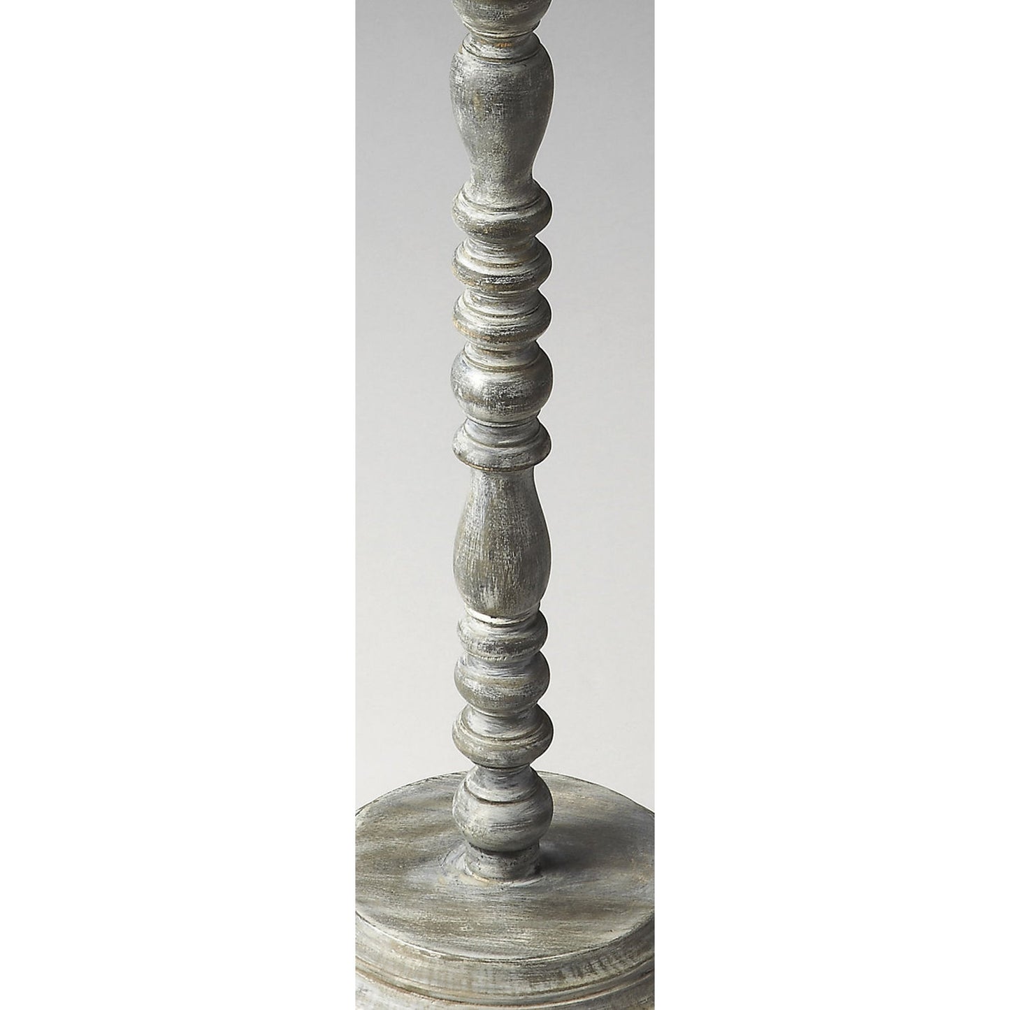 002 O-BUTLER-2265290 | Additional Silo | Pedestal Accent Table by Butler Specialty Company in gray and artifacts. Made from mango wood solids in a cottage & farmhouse style.