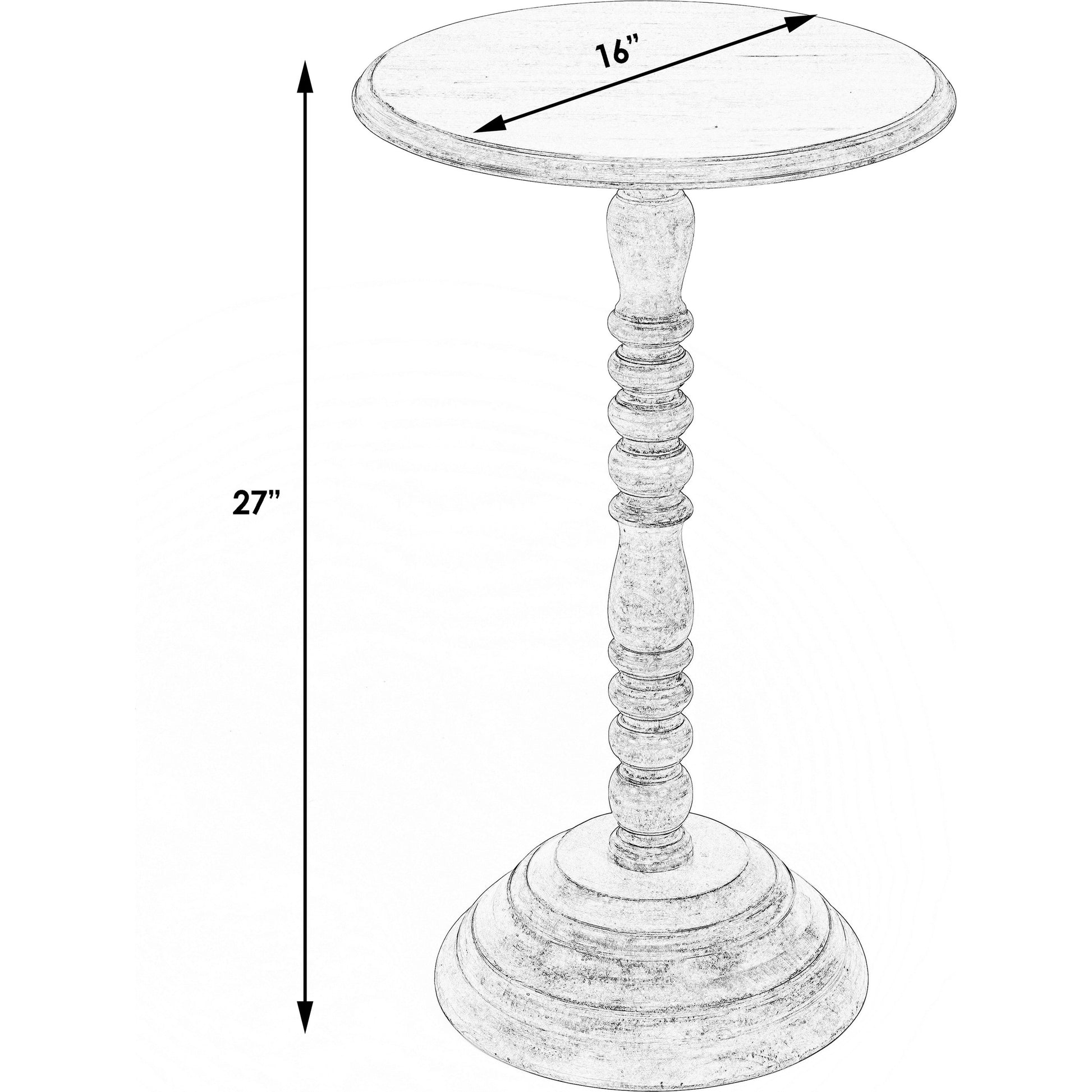Pedestal Accent Table by Butler Specialty Company in gray and artifacts. Made from mango wood solids in a cottage & farmhouse style.