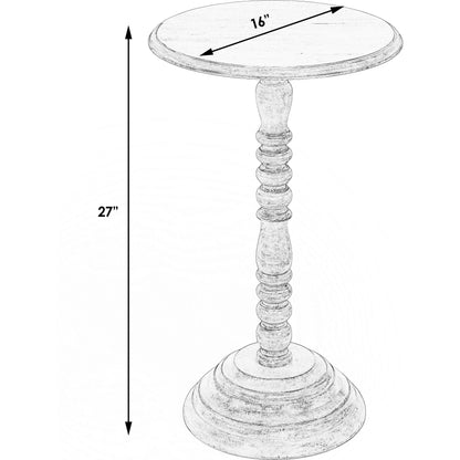Pedestal Accent Table by Butler Specialty Company in gray and artifacts. Made from mango wood solids in a cottage & farmhouse style.