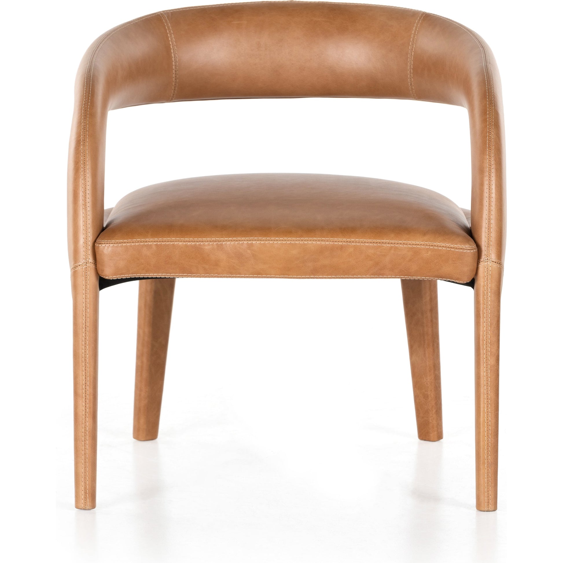 Hawkins Chair by Four Hands in sonoma butterscotch. Made from top grain leather, poplar plywood, 100% polyester in a modern style.