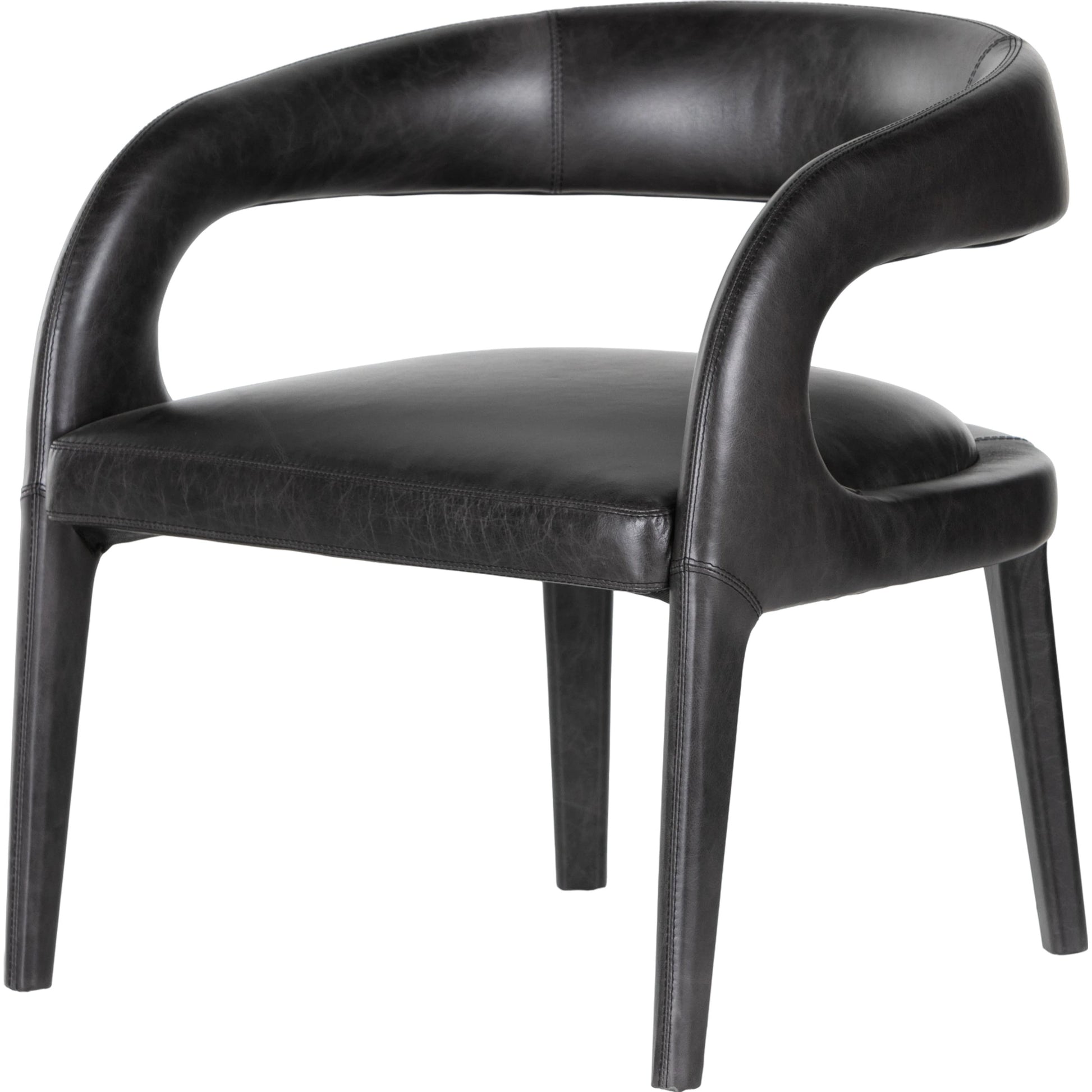 Hawkins Chair by Four Hands in sonoma butterscotch. Made from top grain leather, poplar plywood, 100% polyester in a modern style.