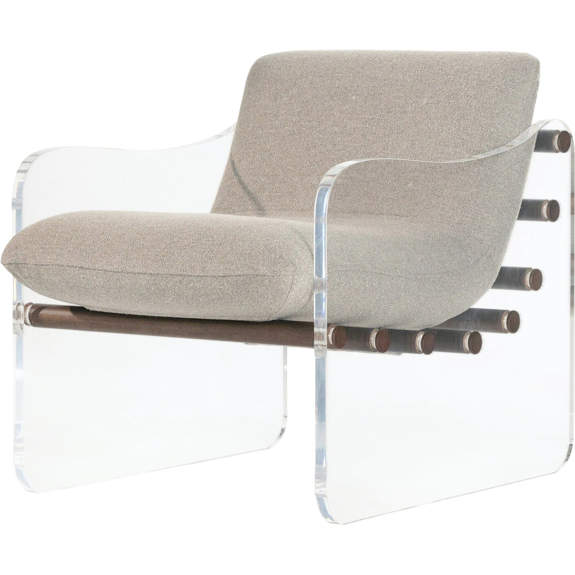 Cassius Chair by Four Hands in torrance silver, almond, clear acrylic. Made from 100% recycled olefin, acrylic, solid parawood in a modern style.