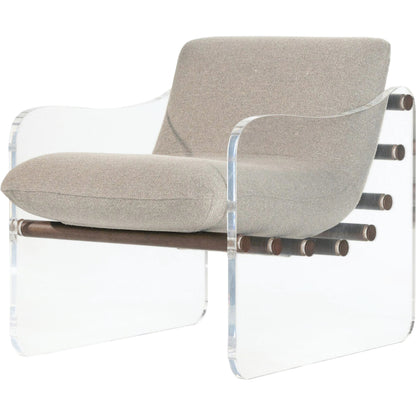 Cassius Chair by Four Hands in torrance silver, almond, clear acrylic. Made from 100% recycled olefin, acrylic, solid parawood in a modern style.