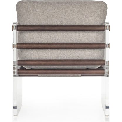 Cassius Chair by Four Hands in torrance silver, almond, clear acrylic. Made from 100% recycled olefin, acrylic, solid parawood in a modern style.
