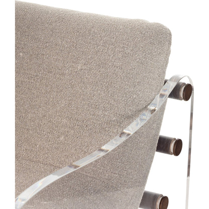 Cassius Chair by Four Hands in torrance silver, almond, clear acrylic. Made from 100% recycled olefin, acrylic, solid parawood in a modern style.