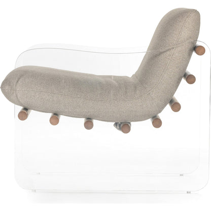 Cassius Chair by Four Hands in torrance silver, almond, clear acrylic. Made from 100% recycled olefin, acrylic, solid parawood in a modern style.