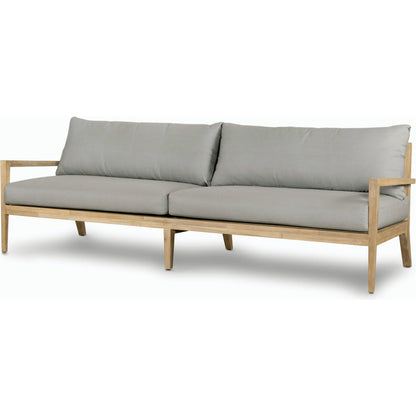 Amaya Outdoor Sofa by Four Hands in royal taupe and natural acacia. Made from solid fsc®-certified acacia, 100% polyester in a modern style.