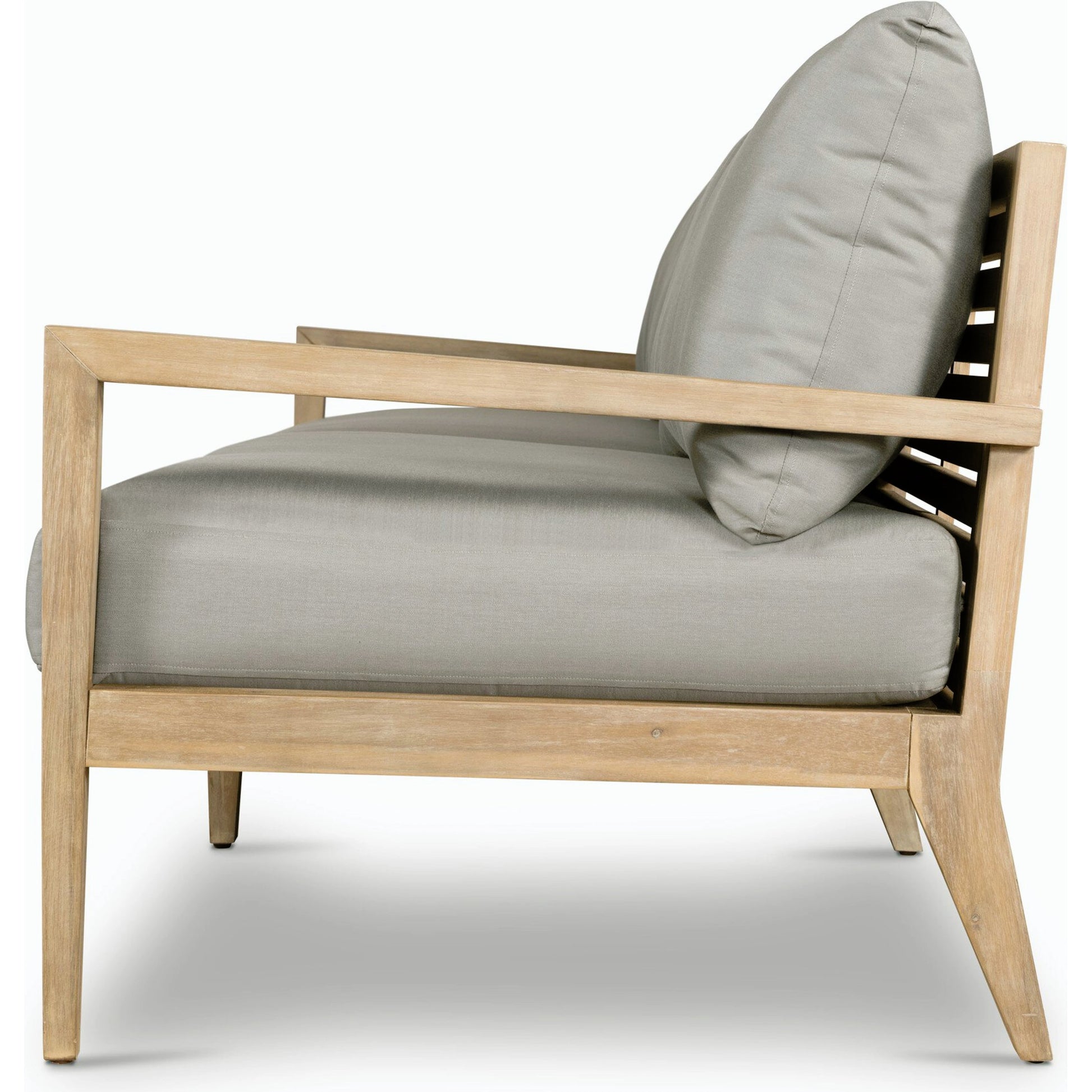 Amaya Outdoor Sofa by Four Hands in royal taupe and natural acacia. Made from solid fsc®-certified acacia, 100% polyester in a modern style.