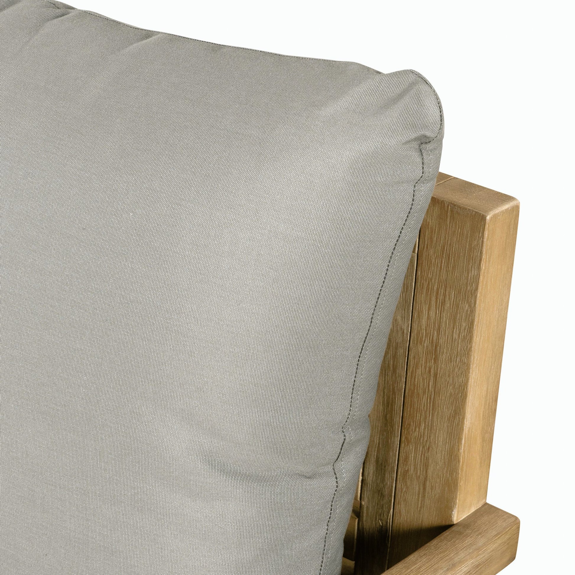 Amaya Outdoor Chair by Four Hands in royal taupe and natural acacia. Made from 100% polyester, solid fsc®-certified acacia in a modern style.