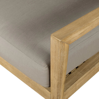 Amaya Outdoor Chair by Four Hands in royal taupe and natural acacia. Made from 100% polyester, solid fsc®-certified acacia in a modern style.