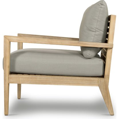 Amaya Outdoor Chair by Four Hands in royal taupe and natural acacia. Made from 100% polyester, solid fsc®-certified acacia in a modern style.