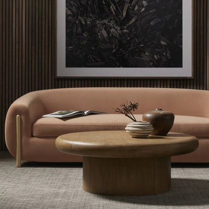 Zach Coffee Table by Four Hands in burnished parawood. Made from solid parawood in a modern style.