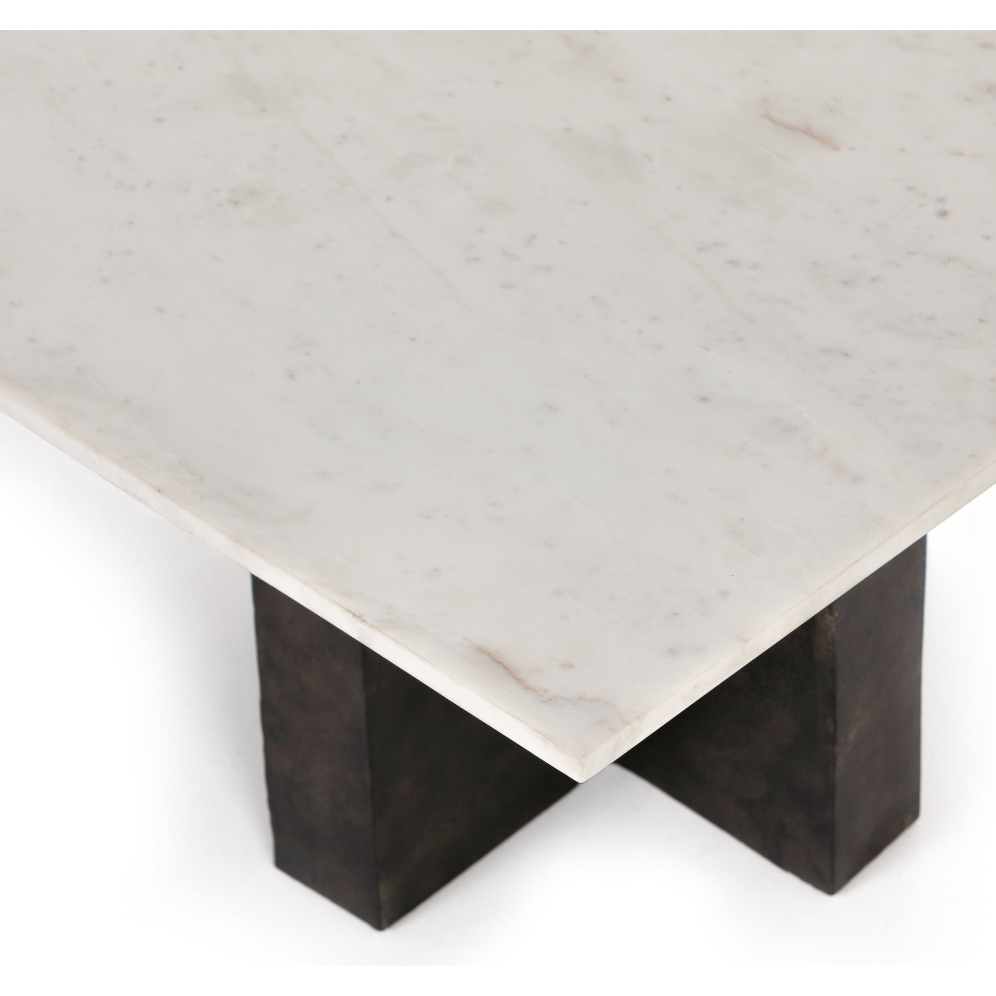 Terrell Coffee Table by Four Hands in raw black, white marble. Made from solid marble, aluminum in a modern style.