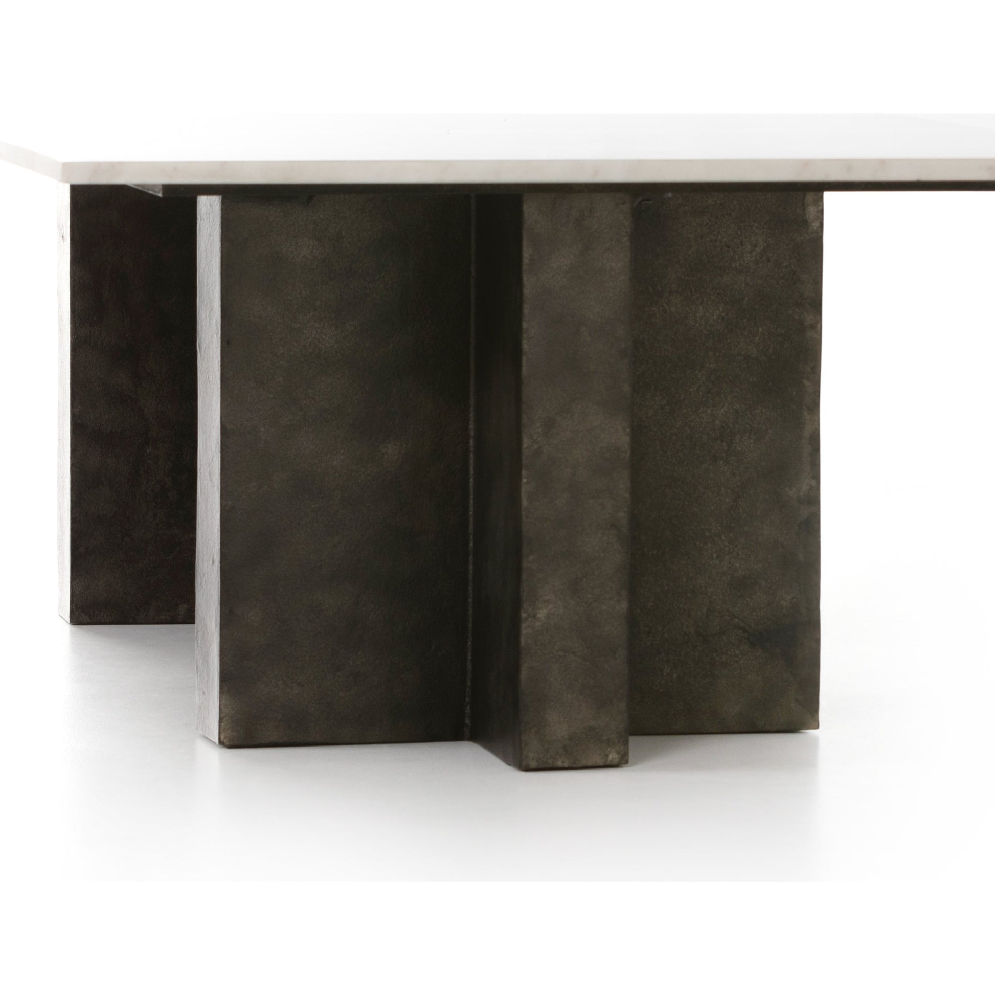 Terrell Coffee Table by Four Hands in raw black, white marble. Made from solid marble, aluminum in a modern style.