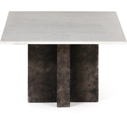 Terrell Coffee Table by Four Hands in raw black, white marble. Made from solid marble, aluminum in a modern style.