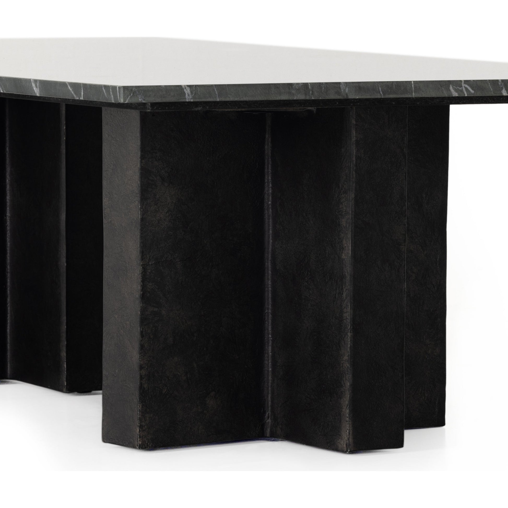 Terrell Coffee Table by Four Hands in raw black, white marble. Made from solid marble, aluminum in a modern style.