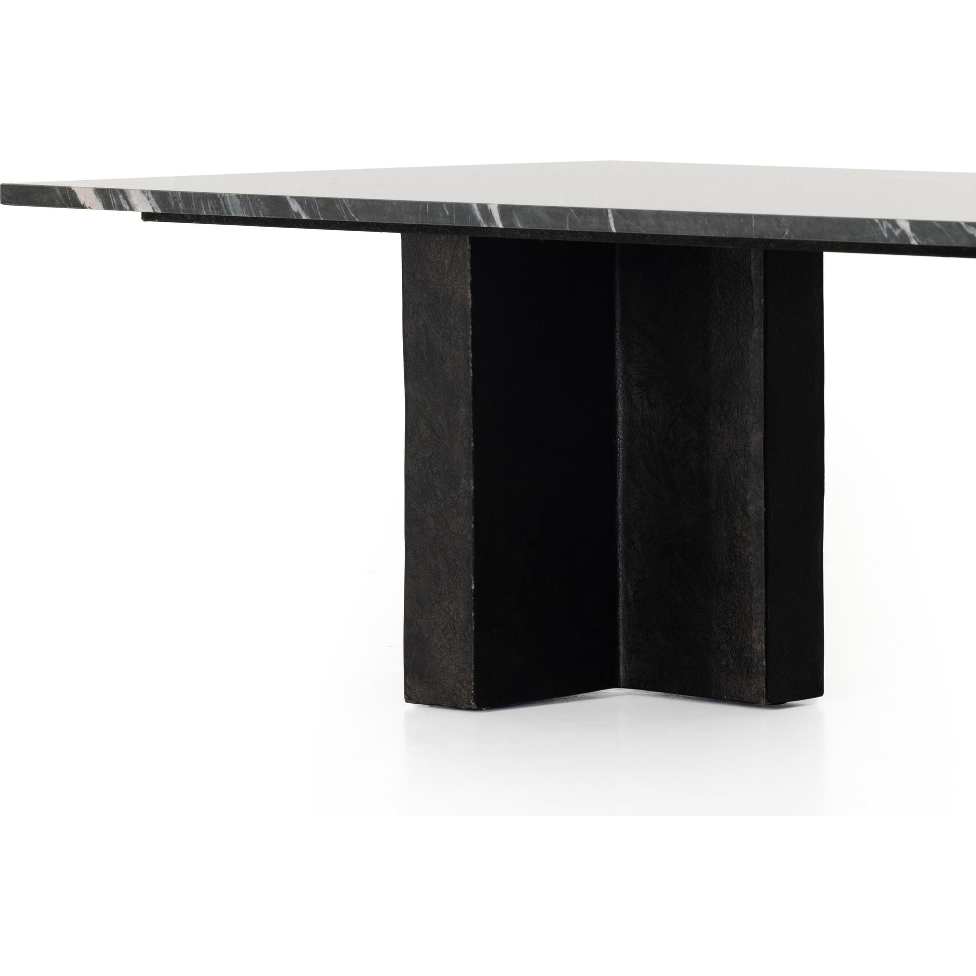 Terrell Coffee Table by Four Hands in raw black, white marble. Made from solid marble, aluminum in a modern style.