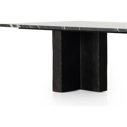 Terrell Coffee Table by Four Hands in raw black, white marble. Made from solid marble, aluminum in a modern style.