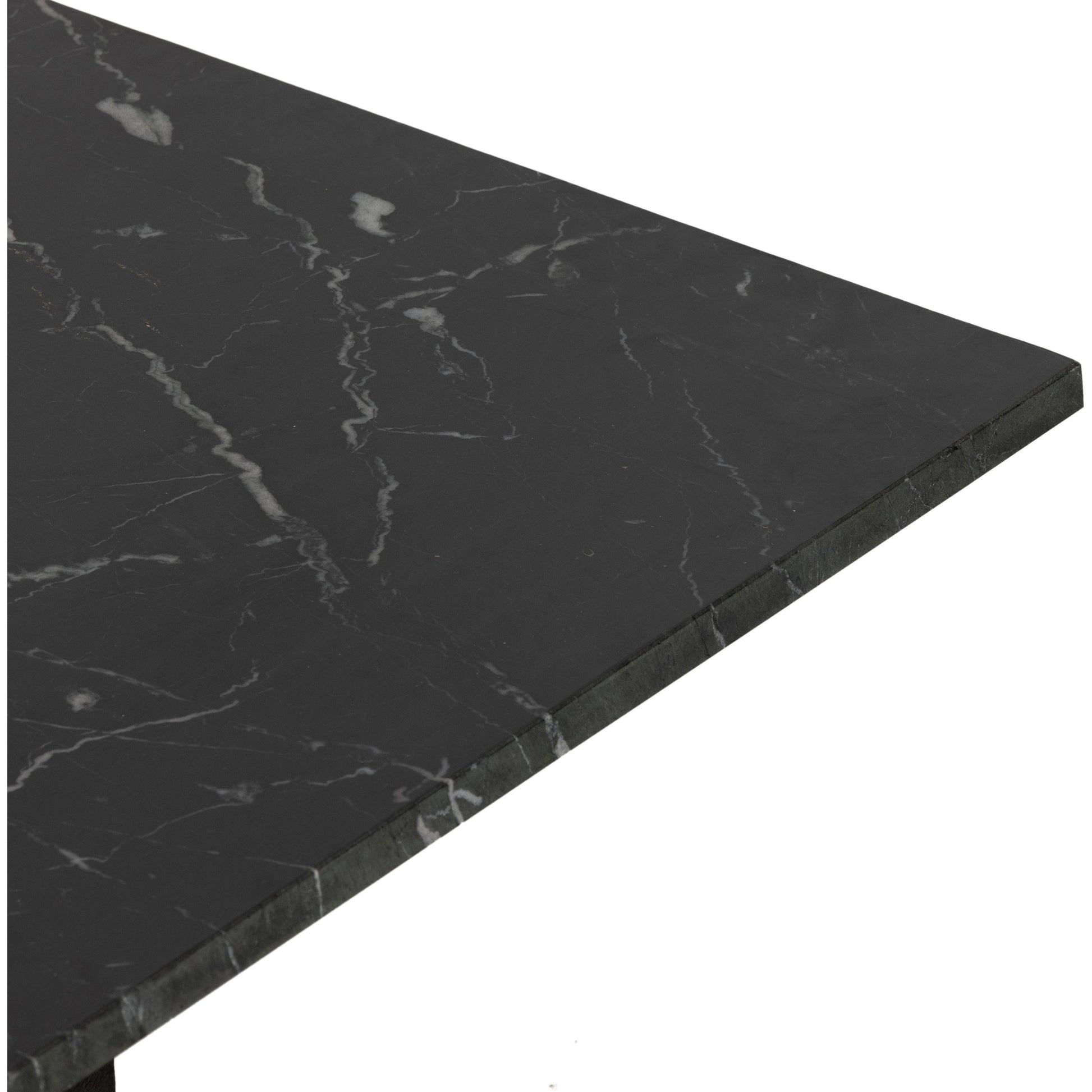 Terrell Coffee Table by Four Hands in raw black, white marble. Made from solid marble, aluminum in a modern style.