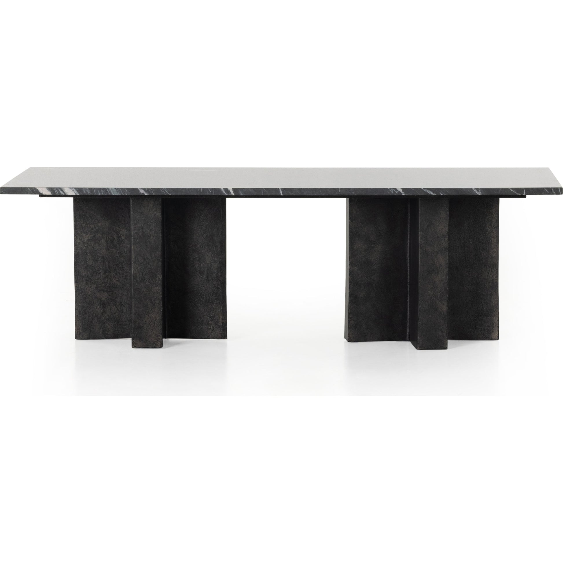 Terrell Coffee Table by Four Hands in raw black, white marble. Made from solid marble, aluminum in a modern style.