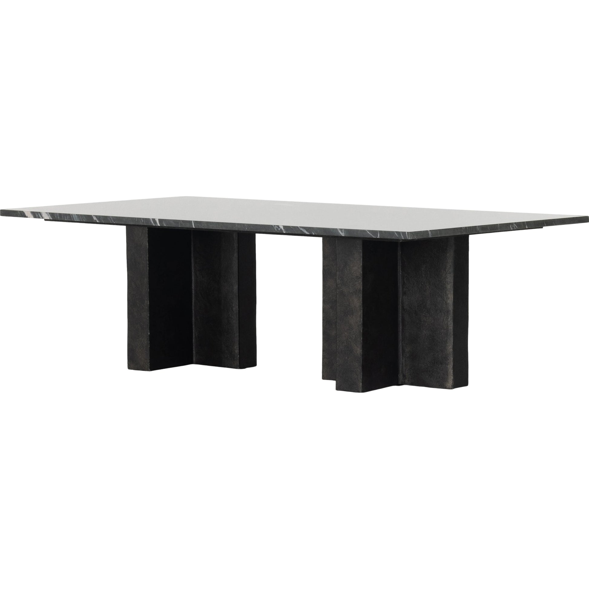 Terrell Coffee Table by Four Hands in raw black, white marble. Made from solid marble, aluminum in a modern style.